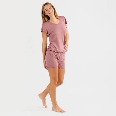 Pijama manga corta mujer soft liso