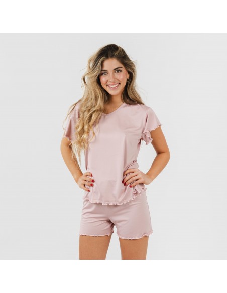 Pijama manga corta mujer soft liso