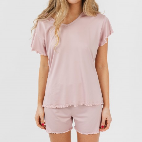 Pijama manga corta mujer soft liso