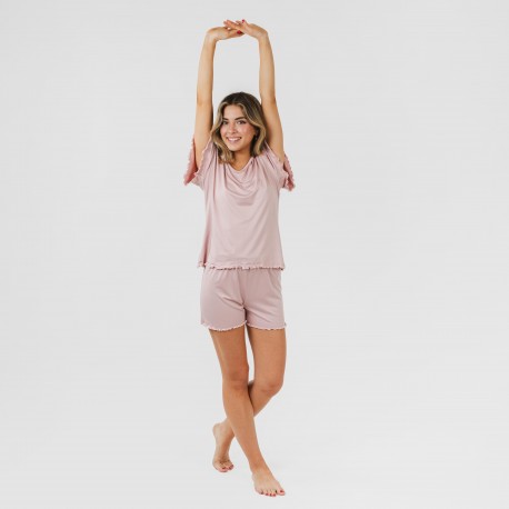 Pijama manga corta mujer soft liso