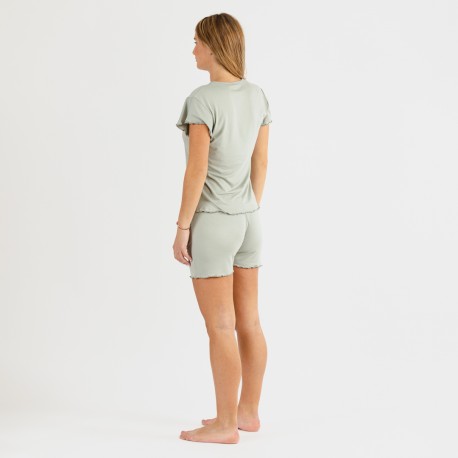 Pijama manga corta mujer soft liso