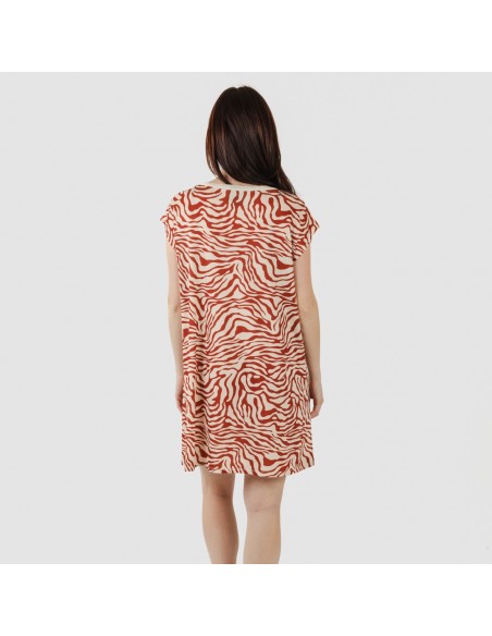 Vestido corto manga fluida soft Palmina teja