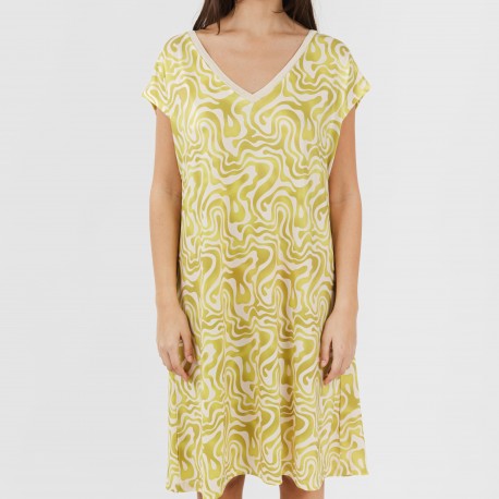 Vestido corto manga fluida soft Iratia verde lima