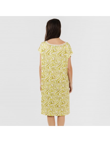 Vestido corto manga fluida soft Iratia verde lima