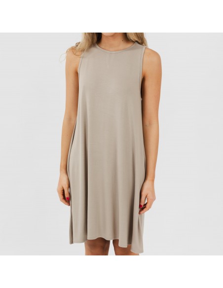 Vestido corto tirantes viscosa liso