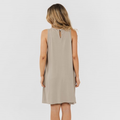 Vestido corto tirantes viscosa liso