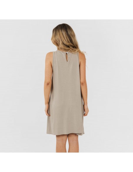 Vestido corto tirantes viscosa liso