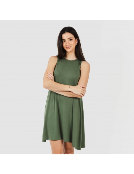 Vestido corto tirantes viscosa liso