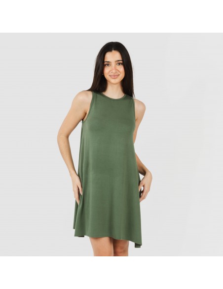 Vestido corto tirantes viscosa liso