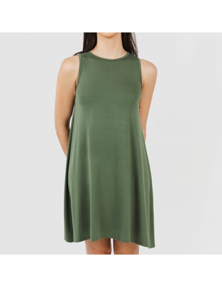 Vestido corto tirantes viscosa liso