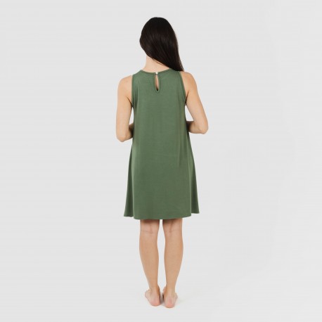 Vestido corto tirantes viscosa liso