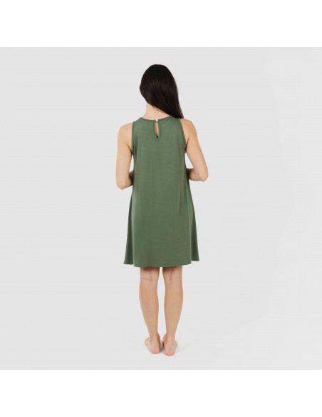 Vestido corto tirantes viscosa liso