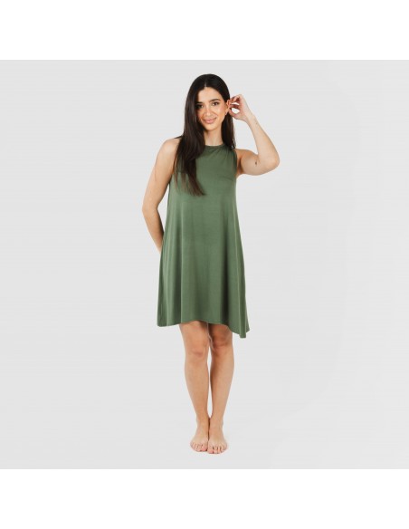 Vestido corto tirantes viscosa liso