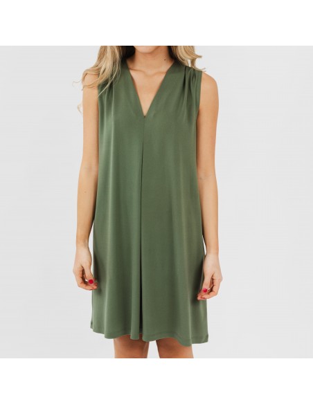 Vestido corto crepe liso