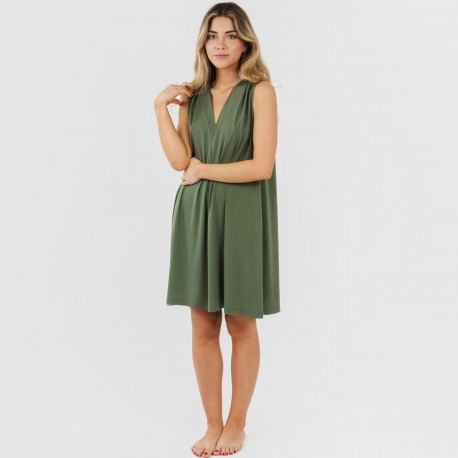 Vestido corto crepe liso