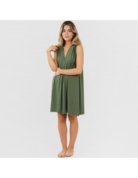 Vestido corto crepe liso