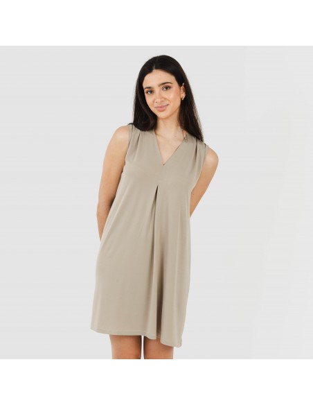 Vestido corto crepe liso