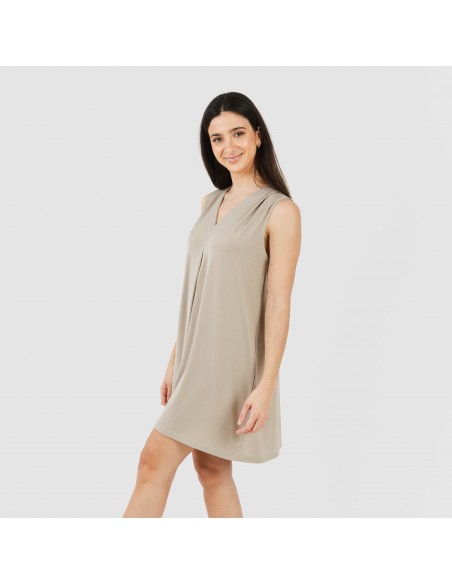 Vestido corto crepe liso