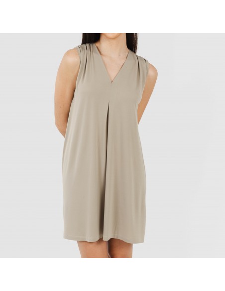 Vestido corto crepe liso