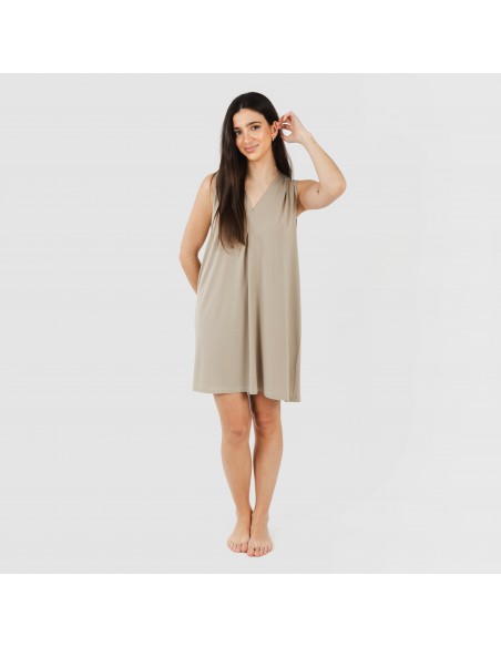 Vestido corto crepe liso