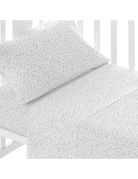 Juego de sábanas algodón Universo gris perla cuna