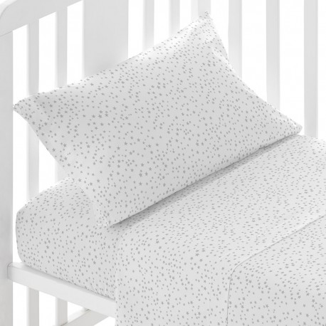 Juego de sábanas algodón Universo gris perla cuna