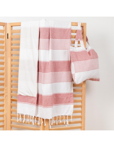 Pack Toalla Pareo + Bolso Raya algodón