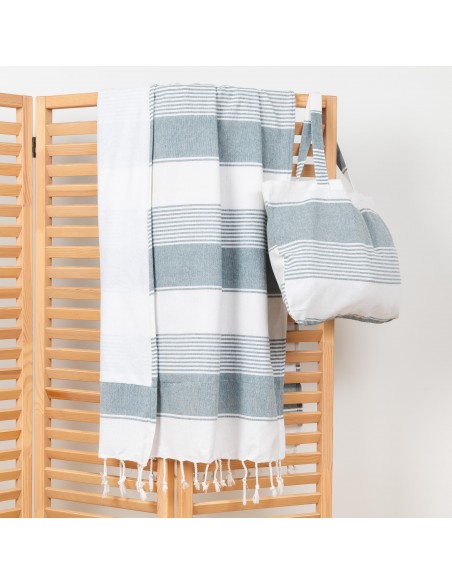 Pack Toalla Pareo + Bolso Raya algodón