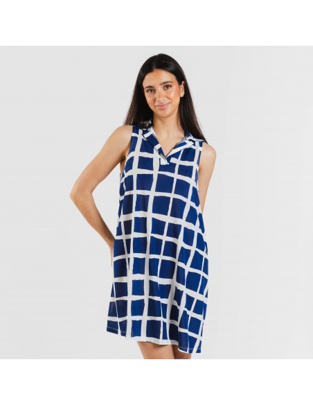 Vestido corto cuello y solapa soft Naroa azul marino