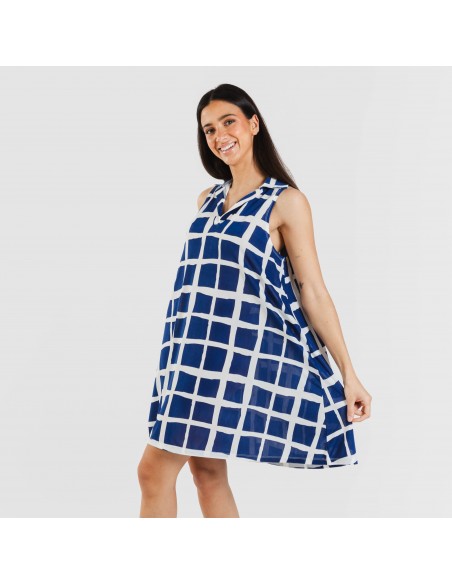 Vestido corto cuello y solapa soft Naroa azul marino