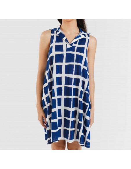 Vestido corto cuello y solapa soft Naroa azul marino