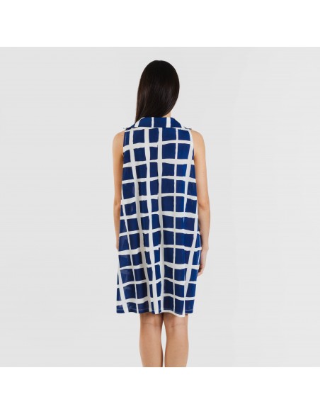 Vestido corto cuello y solapa soft Naroa azul marino