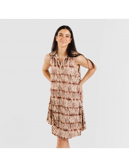 Vestido corto cuello y solapa soft Lemonade marrón