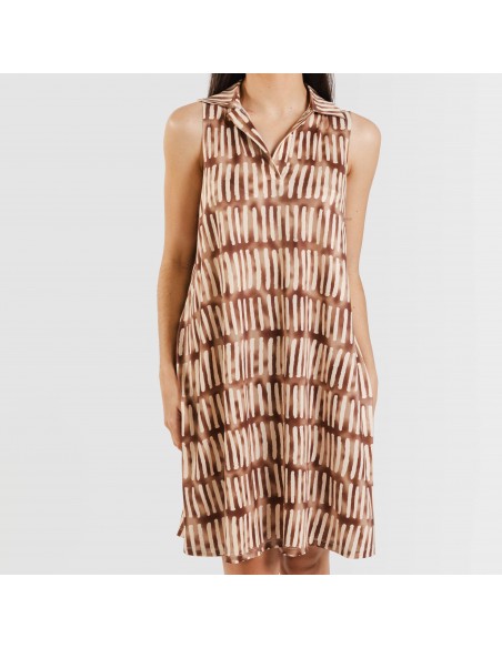 Vestido corto cuello y solapa soft Lemonade marrón