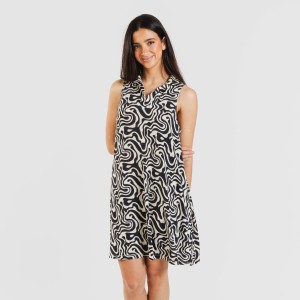 Vestido corto cuello y solapa soft Iratia beige negro