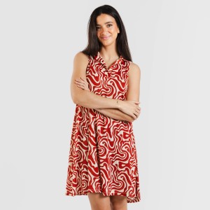 Vestido corto cuello y solapa soft Iratia teja