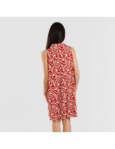 Vestido corto cuello y solapa soft Iratia teja