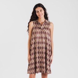 Vestido corto cuello y solapa soft Carlota marrón