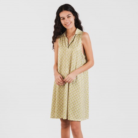 Vestido corto cuello y solapa soft Ohio verde lima