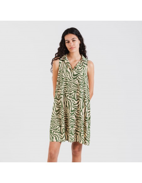 Vestido corto cuello y solapa soft Palmina verde