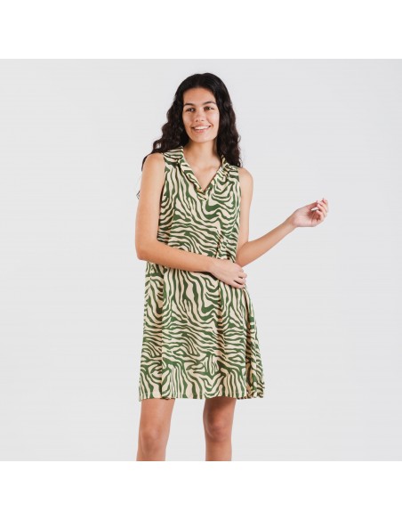 Vestido corto cuello y solapa soft Palmina verde