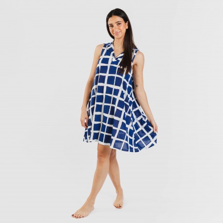 Vestido corto cuello y solapa soft Naroa azul marino