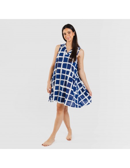 Vestido corto cuello y solapa soft Naroa azul marino