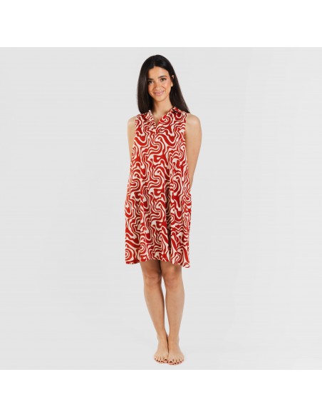 Vestido corto cuello y solapa soft Iratia teja