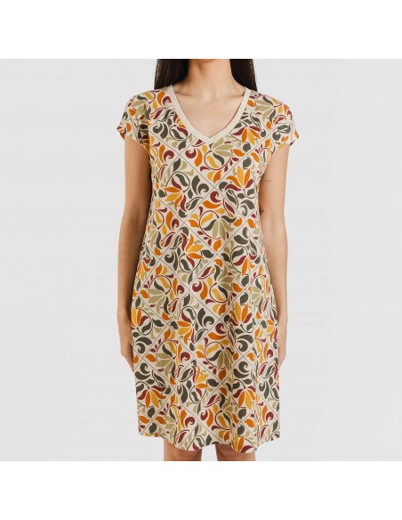 Vestido corto manga fluida crepe Cilian