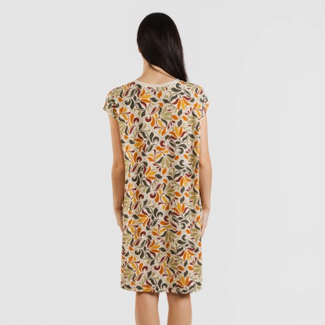 Vestido corto manga fluida crepe Cilian