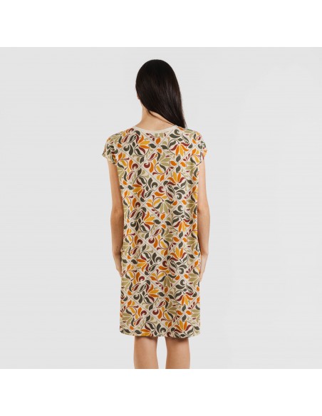 Vestido corto manga fluida crepe Cilian