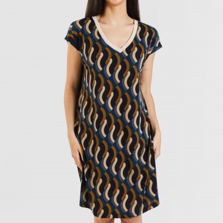 Vestido corto manga fluida crepe Roser