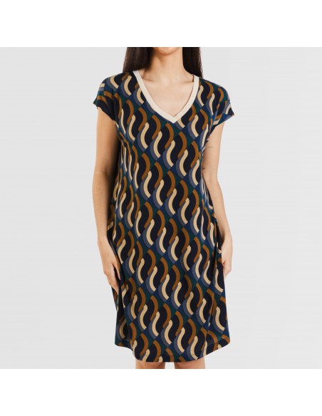 Vestido corto manga fluida crepe Roser