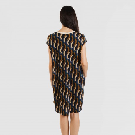 Vestido corto manga fluida crepe Roser